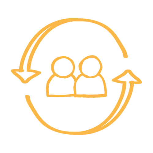 picto jaune fleche personnes